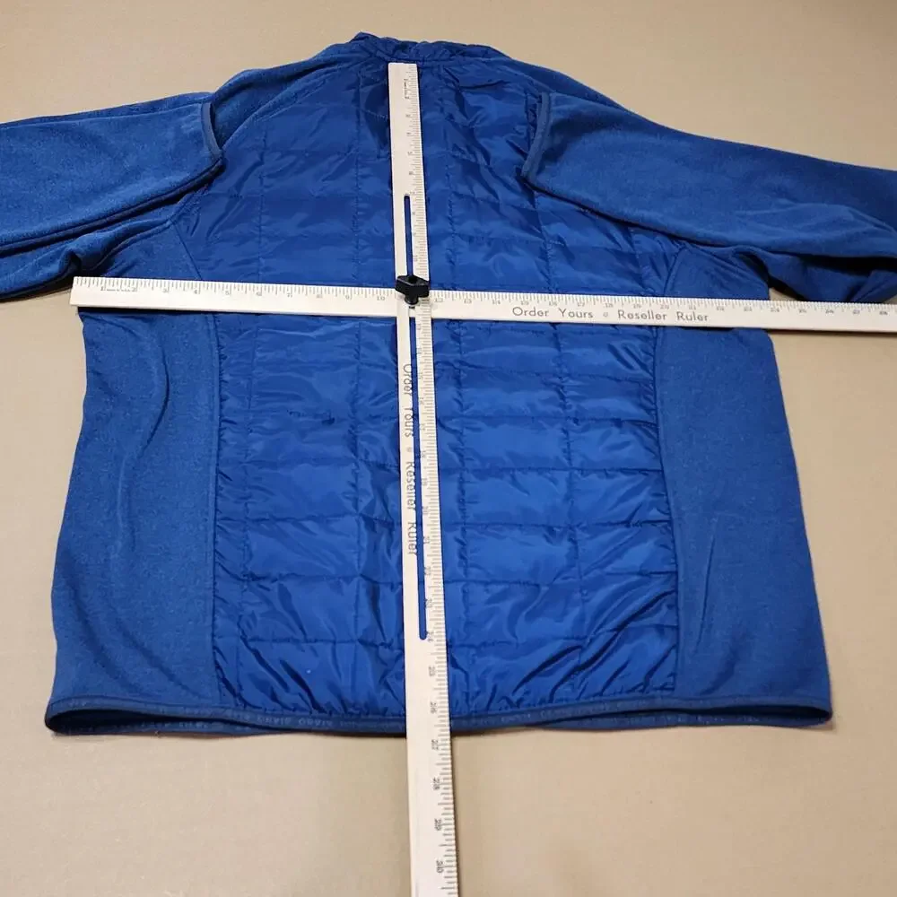 Orvis Jacket Mens Large Blue Quilted Fleece Full Zip Insulated Outdoor Hiking